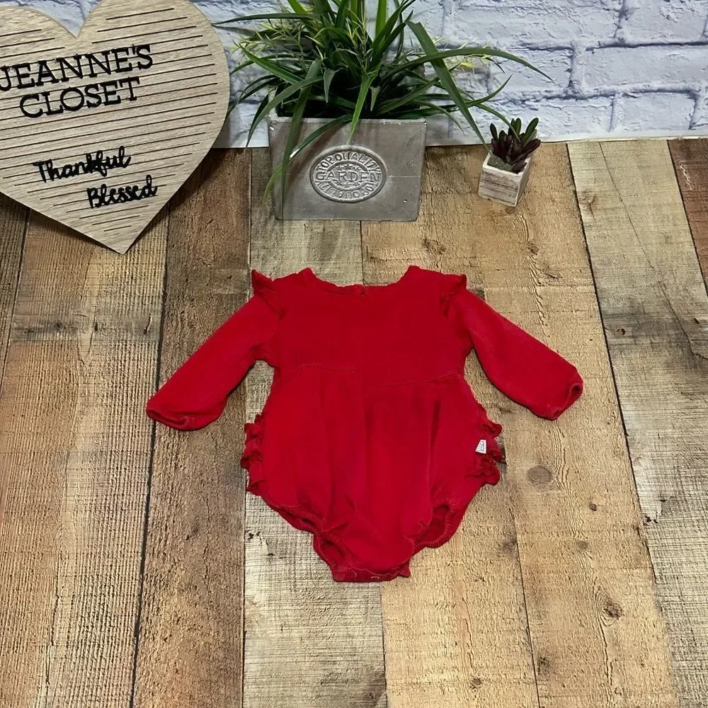 Ruffle Butts red baby one piece snap dress Size 6-12 months Rufflebutts